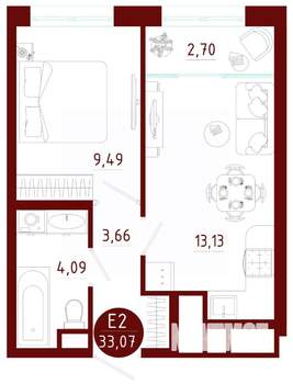 1-к квартира, вторичка, 33м2, 3/10 этаж