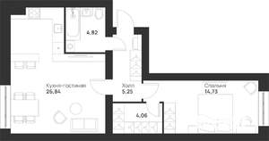 1-к квартира, вторичка, 56м2, 1/5 этаж