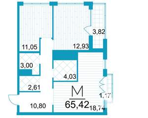 2-к квартира, строящийся дом, 65м2, 19/25 этаж