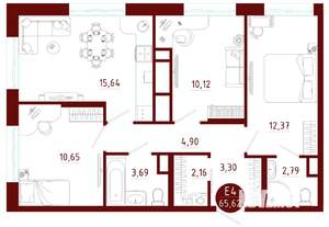 3-к квартира, вторичка, 66м2, 5/10 этаж
