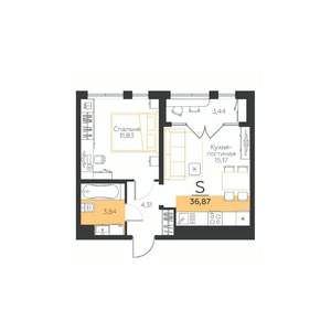 1-к квартира, вторичка, 37м2, 4/5 этаж