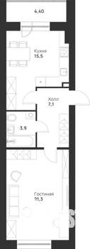 1-к квартира, строящийся дом, 52м2, 1/5 этаж