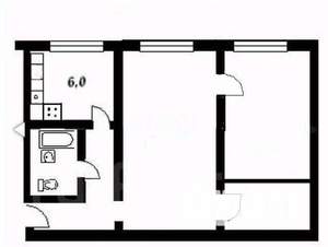 2-к квартира, вторичка, 43м2, 1/5 этаж