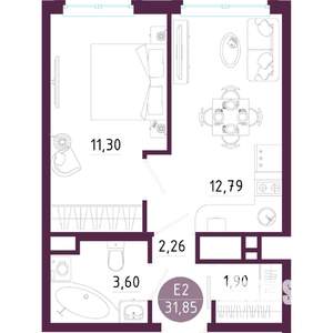 1-к квартира, вторичка, 32м2, 10/10 этаж