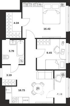2-к квартира, вторичка, 62м2, 1/25 этаж