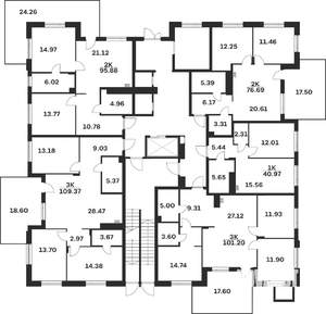 3-к квартира, вторичка, 101м2, 1/4 этаж