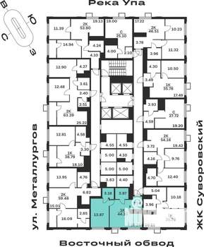 1-к квартира, строящийся дом, 44м2, 25/25 этаж