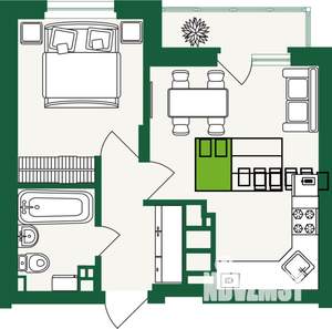1-к квартира, строящийся дом, 36м2, 7/9 этаж