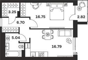 1-к квартира, вторичка, 51м2, 2/7 этаж
