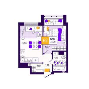 1-к квартира, вторичка, 35м2, 4/12 этаж