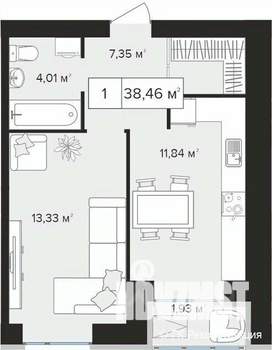 1-к квартира, вторичка, 38м2, 5/10 этаж