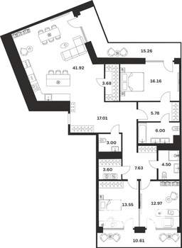3-к квартира, вторичка, 162м2, 9/10 этаж