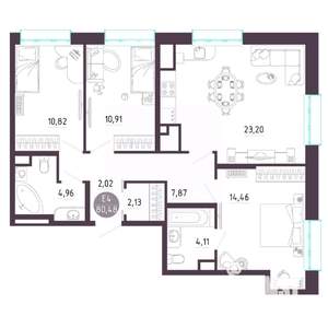 3-к квартира, вторичка, 80м2, 4/10 этаж