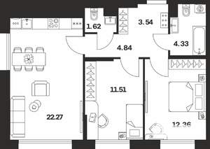 2-к квартира, вторичка, 60м2, 9/10 этаж