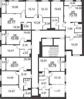 2-к квартира, вторичка, 74м2, 8/9 этаж