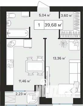 1-к квартира, вторичка, 40м2, 2/10 этаж