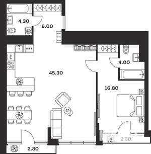 1-к квартира, вторичка, 82м2, 4/9 этаж