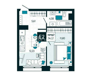 1-к квартира, вторичка, 34м2, 5/15 этаж