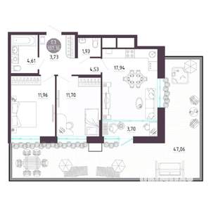 2-к квартира, вторичка, 107м2, 1/10 этаж