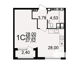 1-к квартира, вторичка, 38м2, 11/20 этаж