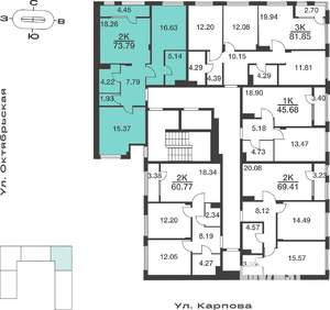 2-к квартира, вторичка, 74м2, 3/9 этаж