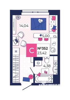 Студия квартира, вторичка, 23м2, 3/25 этаж