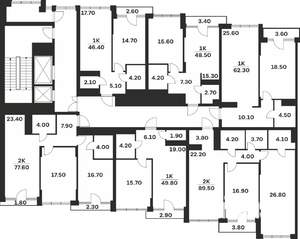 1-к квартира, вторичка, 62м2, 9/9 этаж
