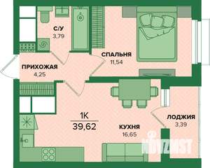 1-к квартира, вторичка, 40м2, 2/25 этаж