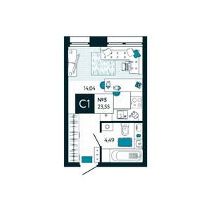 Студия квартира, вторичка, 24м2, 2/15 этаж