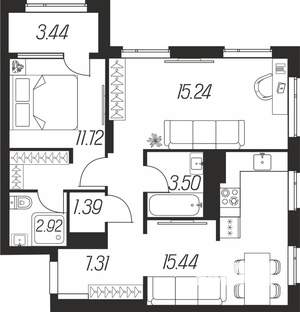 2-к квартира, вторичка, 61м2, 5/16 этаж