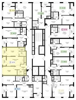 2-к квартира, вторичка, 63м2, 20/25 этаж