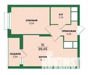 1-к квартира, строящийся дом, 39м2, 25/25 этаж