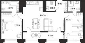 2-к квартира, вторичка, 88м2, 7/10 этаж