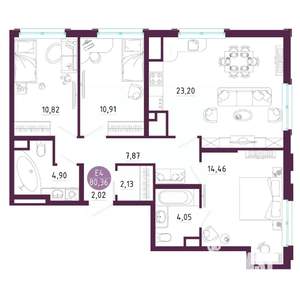 3-к квартира, вторичка, 80м2, 10/10 этаж
