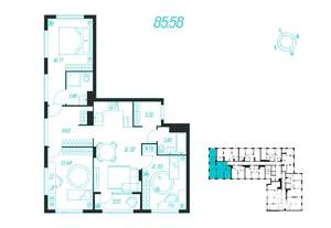 3-к квартира, вторичка, 86м2, 6/16 этаж