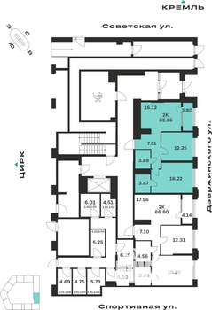 2-к квартира, вторичка, 64м2, 1/10 этаж
