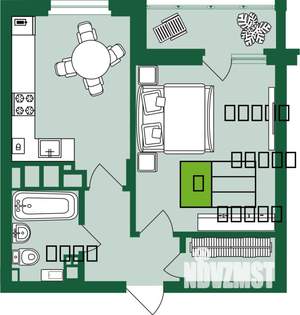 1-к квартира, строящийся дом, 43м2, 9/9 этаж
