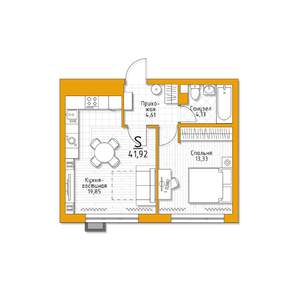 1-к квартира, строящийся дом, 42м2, 5/5 этаж