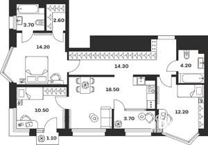 3-к квартира, вторичка, 85м2, 10/24 этаж