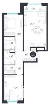 2-к квартира, строящийся дом, 79м2, 3/8 этаж