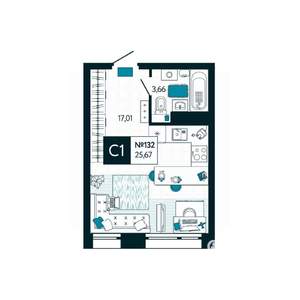 Студия квартира, вторичка, 26м2, 12/15 этаж