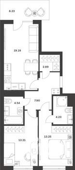 2-к квартира, вторичка, 68м2, 1/4 этаж