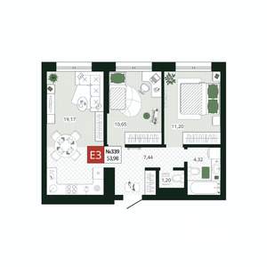 2-к квартира, вторичка, 54м2, 16/19 этаж