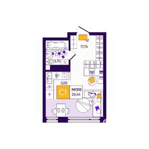 Студия квартира, вторичка, 26м2, 10/12 этаж