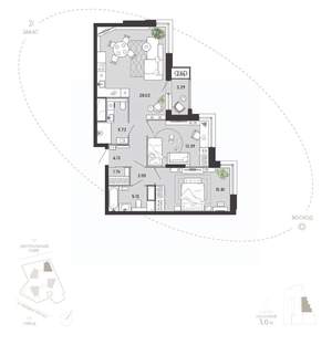 2-к квартира, вторичка, 82м2, 3/21 этаж