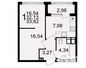 1-к квартира, вторичка, 34м2, 17/20 этаж