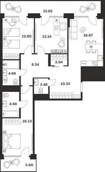 3-к квартира, вторичка, 112м2, 9/10 этаж