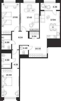 3-к квартира, вторичка, 110м2, 5/10 этаж