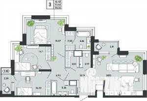 3-к квартира, вторичка, 119м2, 4/21 этаж