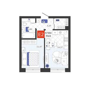1-к квартира, вторичка, 36м2, 2/19 этаж